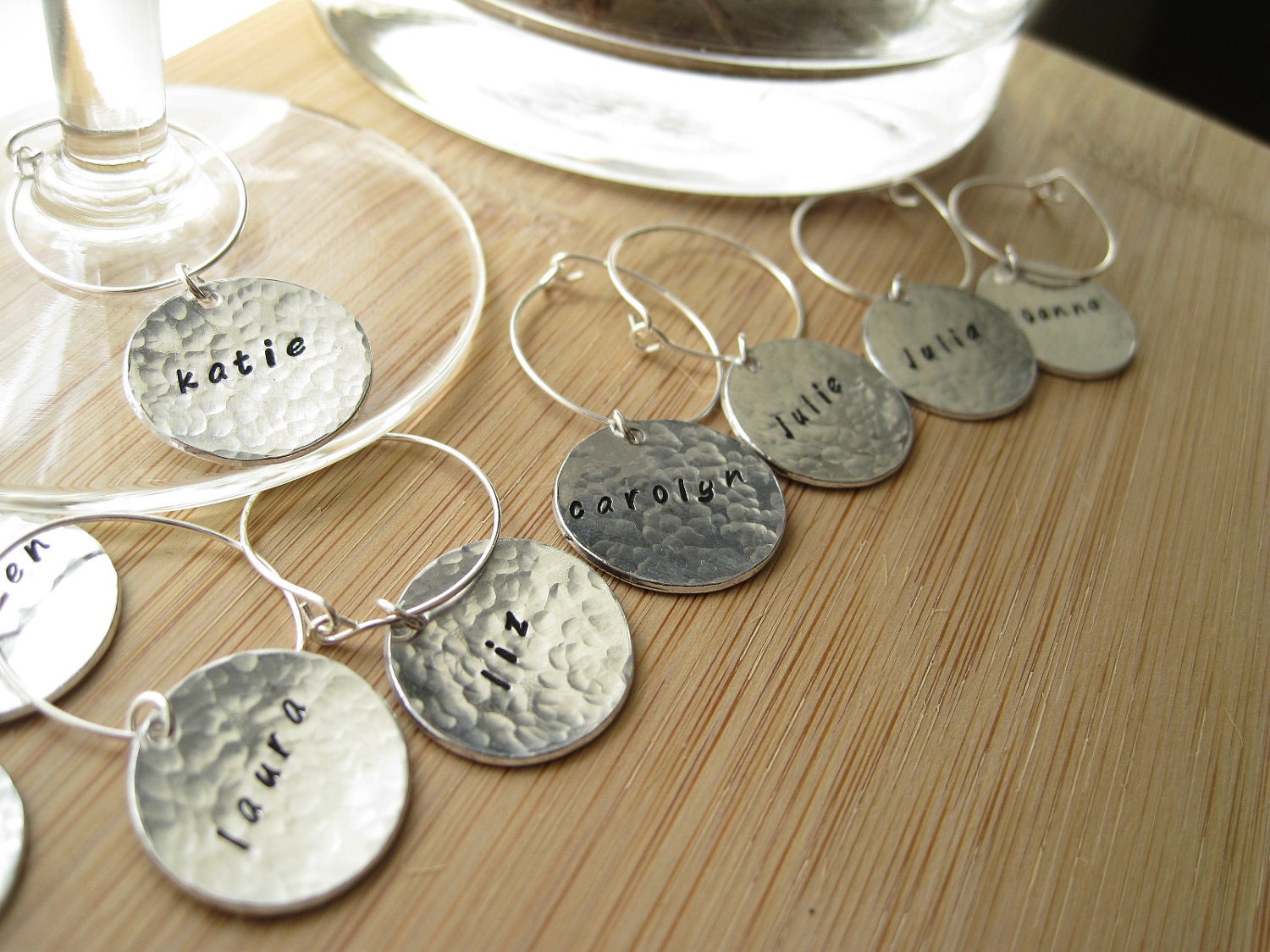 Wine Charms Silver 6 With Two Lines of Text - This Is Your Drink - 6 Customizable Charms Mother's grandmother day mom