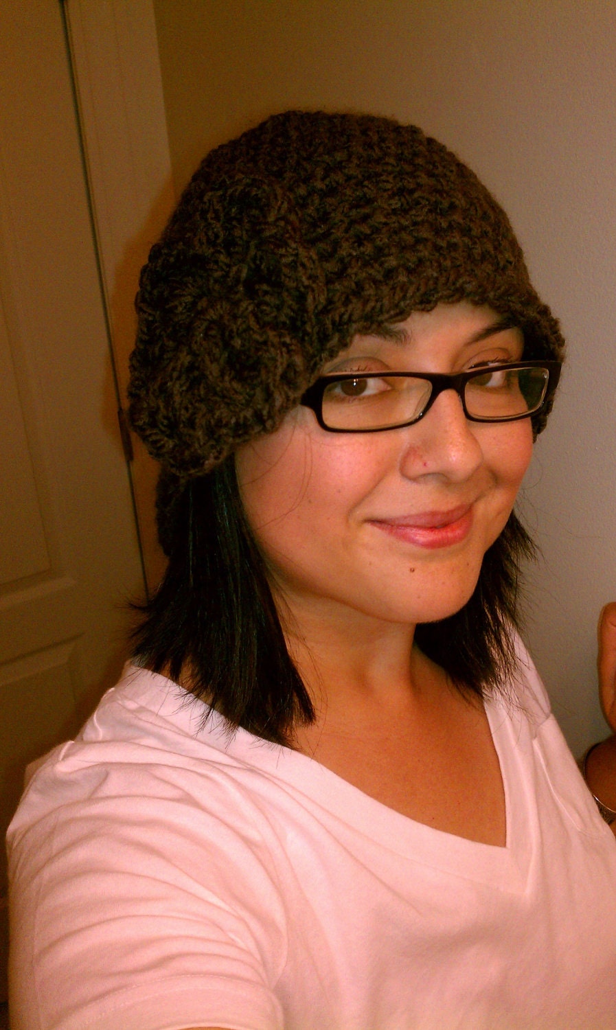 Brown Flapper Cloche Hat with large flower