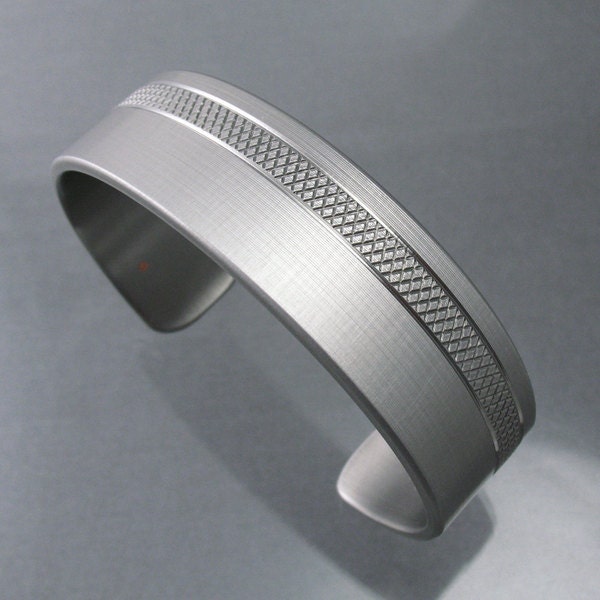 Knurled Classic Stainless Steel Cuff Bracelet