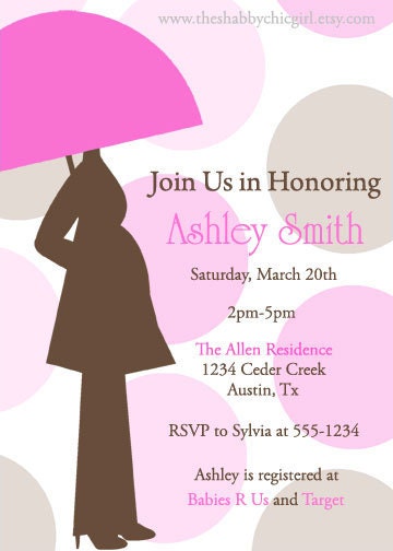 Baby Shower Umbrella (Girl) - Custom Invitation