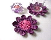 Flores Coaster Rosa Chá Drink Pétala de Rosa Púrpura Bebidas Colecção Primavera Garden Crochet