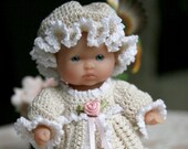 PATTERN Crochet 5 inch Berenguer Baby Doll Victorian Dress Set Rose