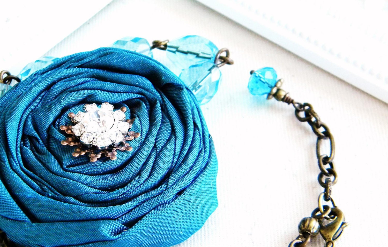 Peacock Blue Special Occasion Statement Necklace Set - The Margot
