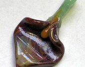 Green Calla Lily Lampwork Glass Bead