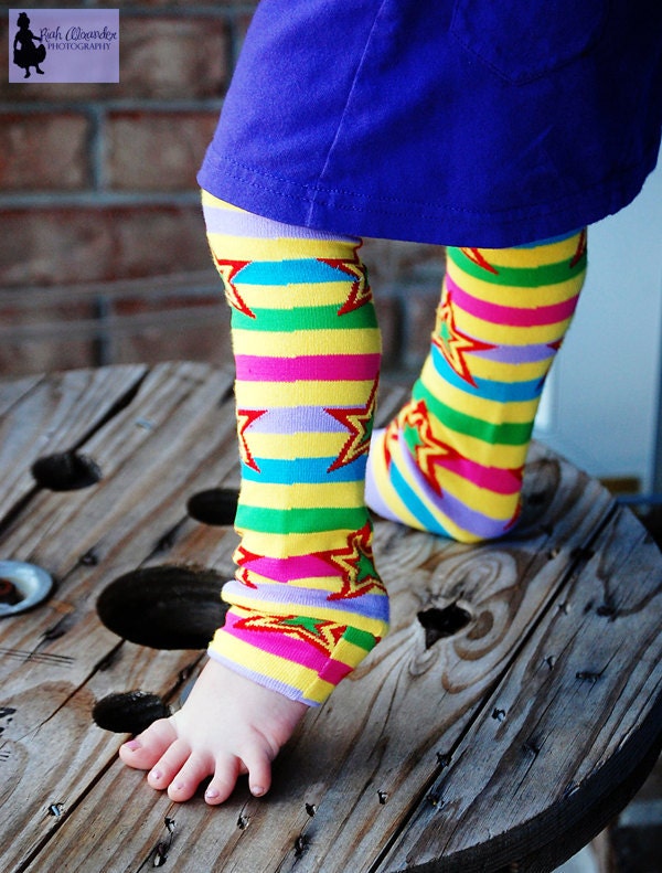 Baby Leg Warmers and Toddler Leg Warmers  - free shipping - yellow stripe stars
