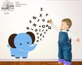 Elephant sticker, Elephant learning alphabet wall sticker
