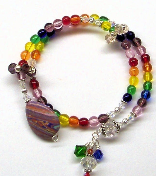 Crochet Stitch Markers, Row Counter Bracelet, Knitting, Rainbow Set with 7 Removable Markers