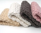 Crochet Washcloths Organic Cotton Handmade Set of 4 Chocolate, Pink, Almond, Cream