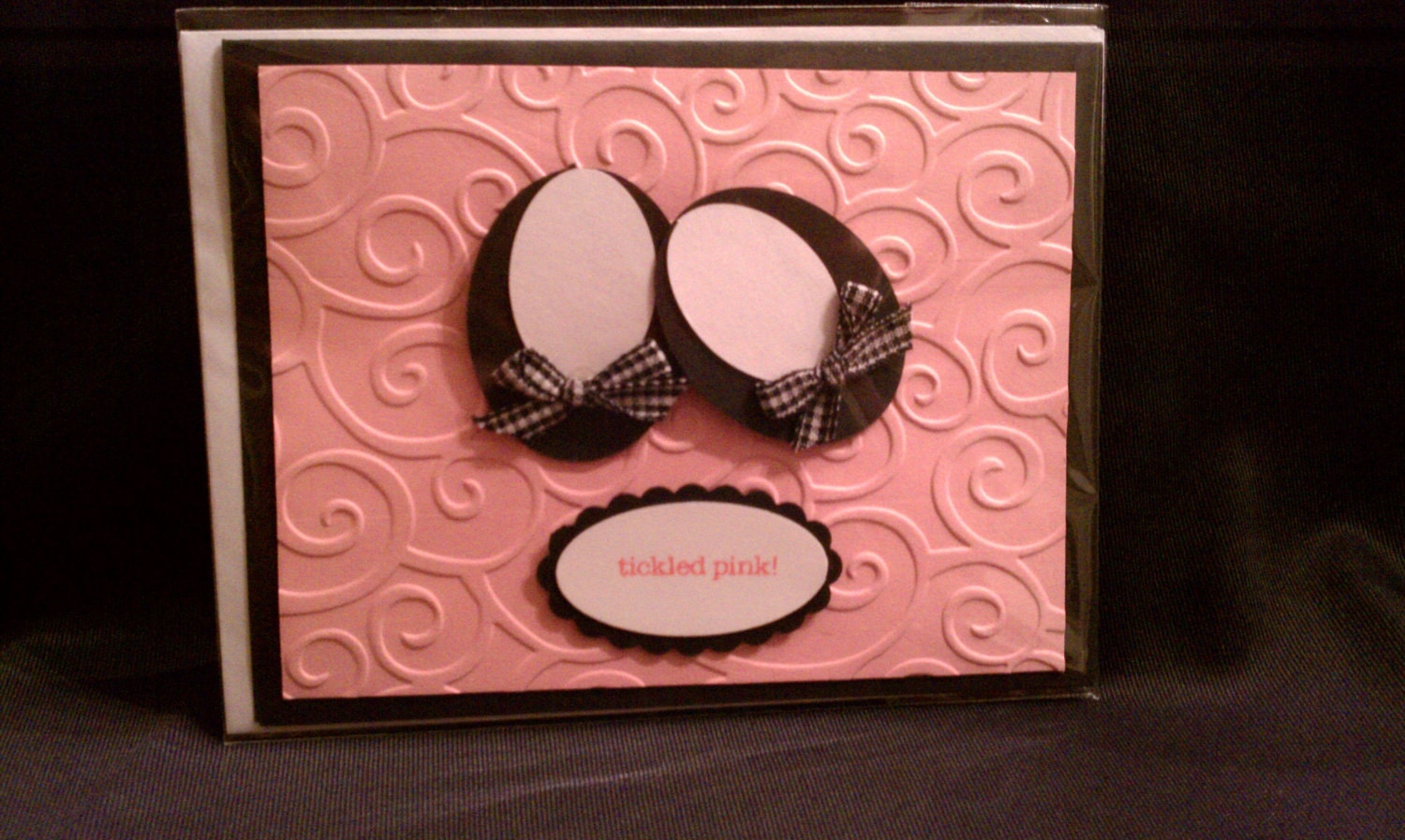 Tickled Pink Card - Little Girls Shoes (Pink and Black)