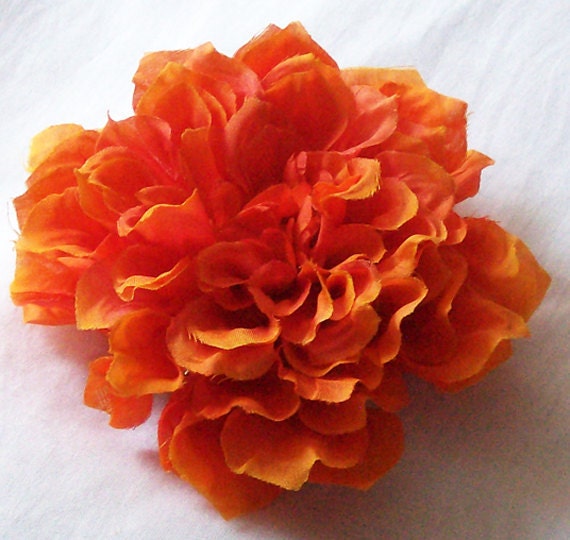 Orange Marigold Flower Clip & Pin