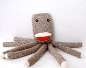 Socktopus the Sock Monkey Octopus Plush for Baby, Children and Adults
