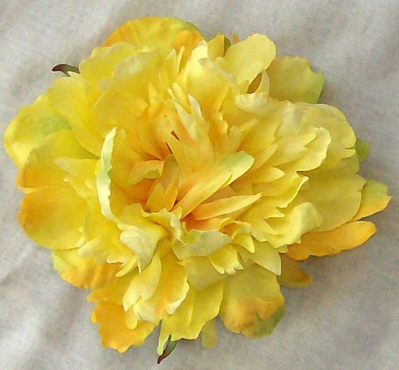 Yellow Peony Flower Clip & Pin