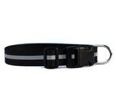 1 Inch Wide Dog Collar with Adjustable Buckle or Martingale in Night Vision A Reflective Collar