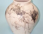 Original Hand Thrown  Large Vase with Horse Hair Designs