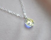 Daisy Crystal necklace - flower charm sterling silver - simple bridal or everyday jewelry - adencreations