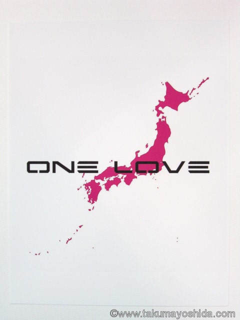 ONE LOVE JAPAN pink giclee print on archival paper