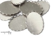 6pc 25x18mm lace edged silver tone setting SET019-25x18mm-SL