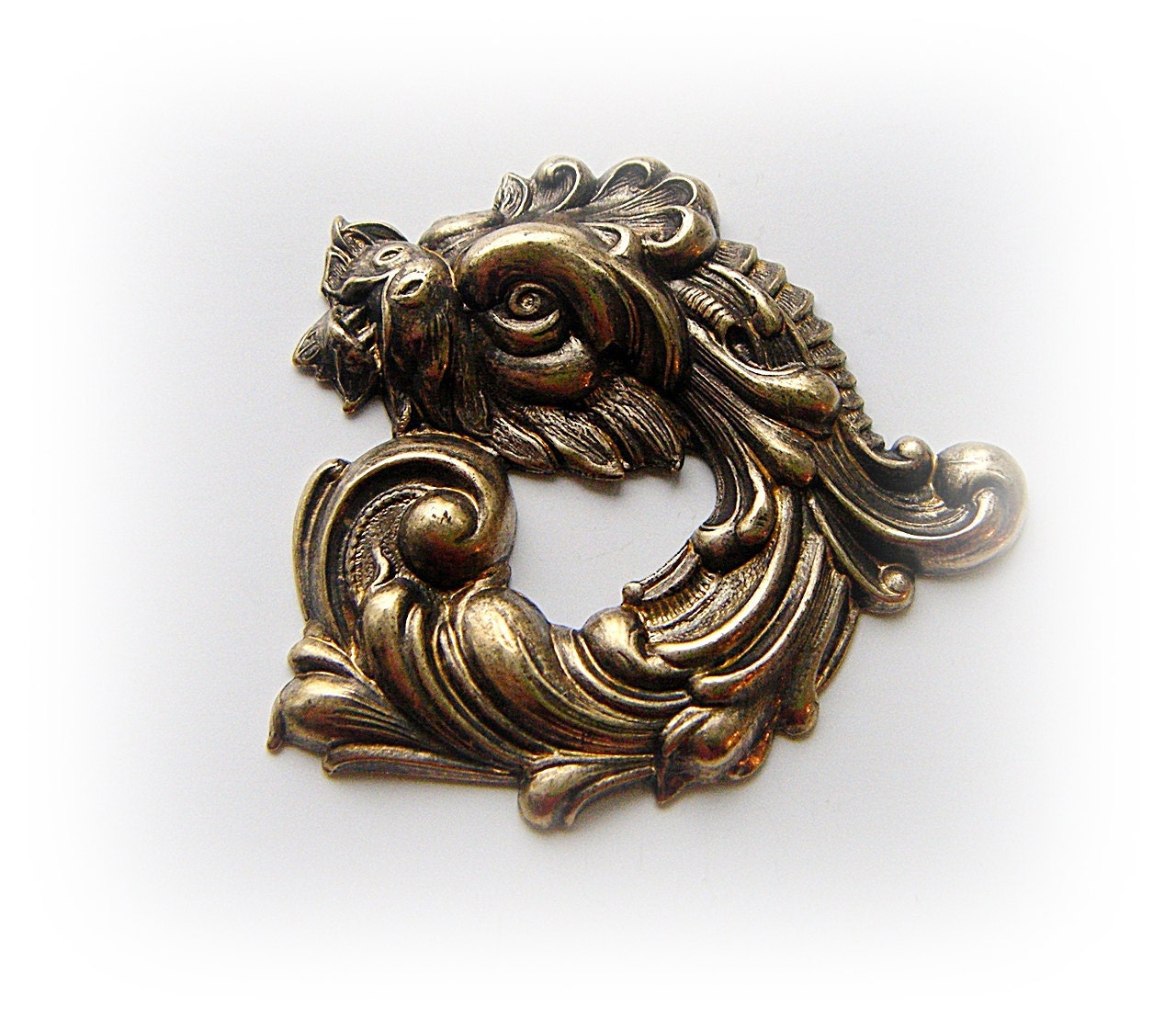 Asian DRAGON Antique Ox Brass Stamping (C)