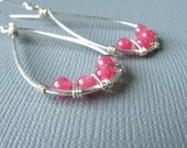 Hot Pink Candy Jade Teardrop Earrings
