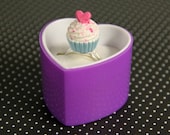 Blue Heart Cupcake Ring