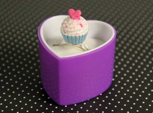 Blue Heart Cupcake Ring