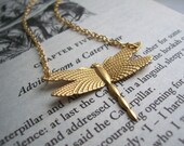 Madame Dragonfly necklace - gold dragonfly - handmade