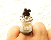 Cute Ice Cream Ring Chocolate Rabbit Lollipop Miniature Food Jewelry