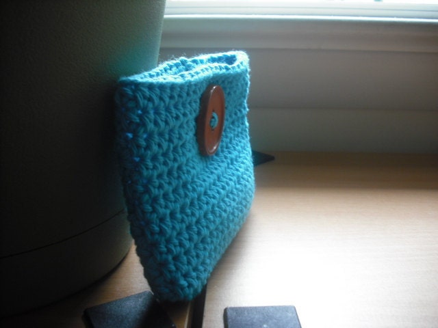 Crochet Cotton Pouch in Hot Blue