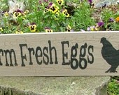 Chicken Coop Farm Fresh Eggs Wooden Sign (Aged "Barn Wood" Style Colors)