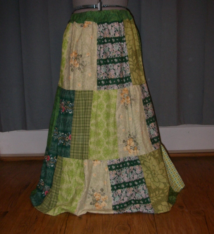 Spring Green Tier Patchwork Skirt