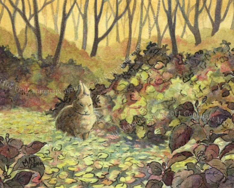 Cottontail Rabbit, Open Edition Print, Matted in Beige