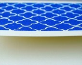 Quatrefoil Notecard - Sapphire Blue Patterned Linocut - 5 x 7 inches