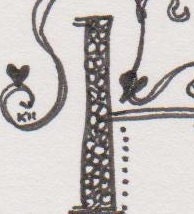 Hand-drawn capital letter H for papercrafting or framing, ink on paper