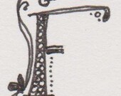 Hand-drawn capital letter F for papercrafting or framing, ink on paper