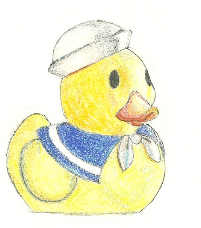 5x7 Drawing - Baby Duck