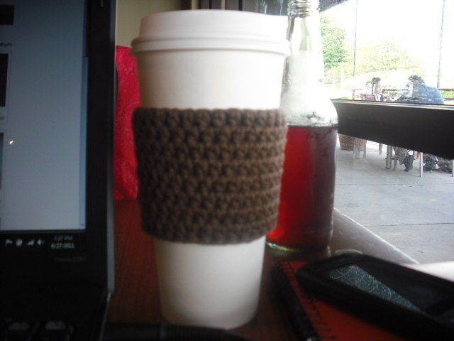 Reusable Cotton Coffee Cup Sleeve in Warm Brown