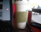 Coffee Cup Sleeve Reusable Cotton in Country Green