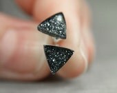 triangle post earrings in sparkly charcoal