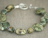 Green with Envy Rhyolite Bracelet by MixedMediaDesigns1
