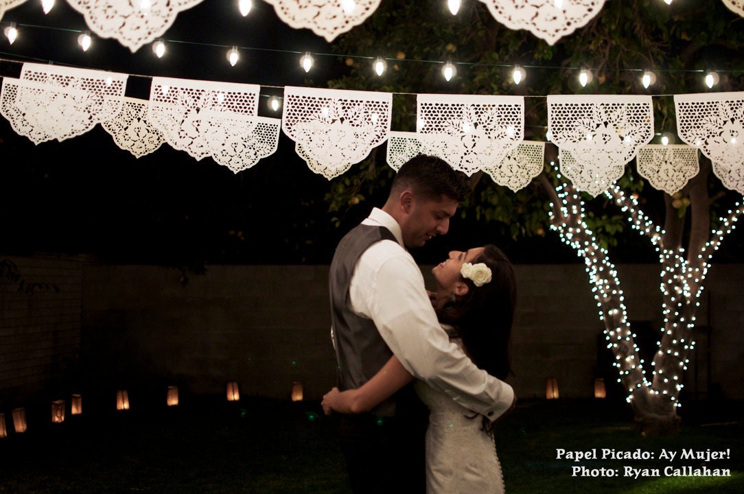 Papel Picado Banners . LAS FLORES (3-Pack) . Perfect for a romantic wedding