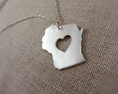 Wisconsin State Necklace in Silver - The Badger State