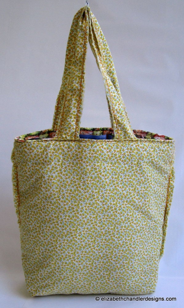 Reversible Frayed Edge Market Tote - Yellow