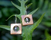 Golden MOP Shell Squares w/ Pearl Earrings