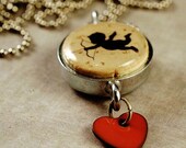 Cupid Necklace - Recycled Wine Cork and Industrial Steel by Uncorked - Heart