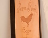 Etched Copper and Wood Farm Fresh Eggs Sign