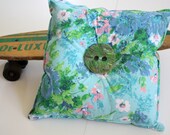 Recycled Skateboard Novelty Button Throw Pillow-Vintage Aqua Summer