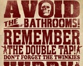 81/2 x 11 Inch Zombie Rules 1 Typography Print