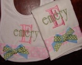 Personalized Bib and Burp cloth set BOY GIRL  Lots of Styles and Colors