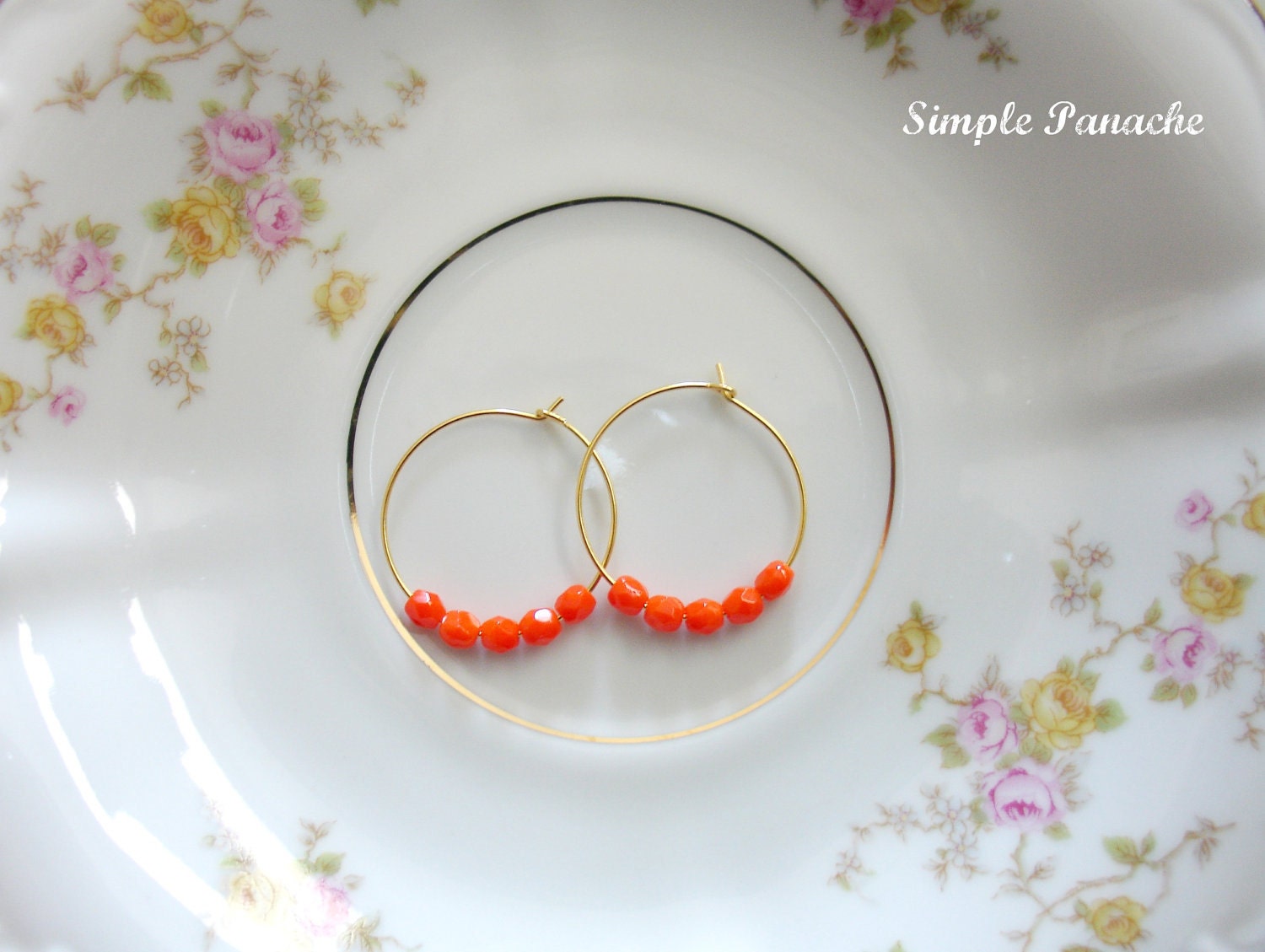 Sweetest Orange 14k GP1"  hoop earrings