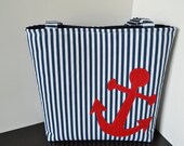 Nautical Tote Bag with Anchor Applique